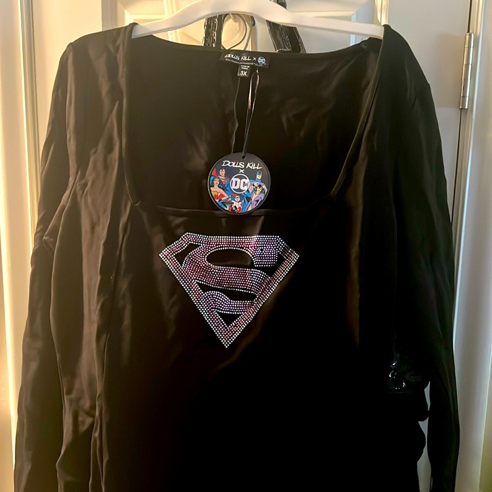 Dolls Kill x DC plus My Kryptonite Rhinestone mini dress size 2X